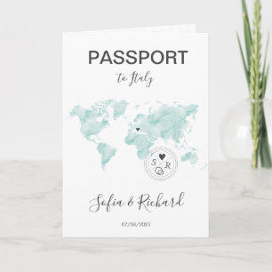 Wedding Destination Passport Gold Weltkarte Einladung