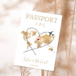 Wedding Destination Passport Gold Weltkarte Einladung<br><div class="desc">Modernes und elegantes World Map Invitation Wedding Destination wie Pass</div>