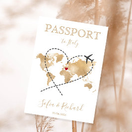 Wedding Destination Passport Gold Weltkarte Einladung