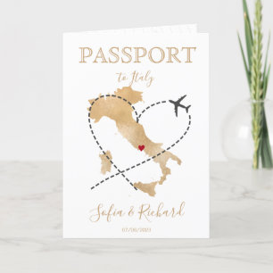 Wedding Destination Passport Gold Weltkarte Italie Einladung