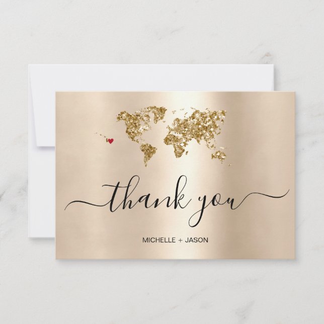 Wedding Destination Passport Hawaii Vielen Dank RSVP Karte (Vorderseite)