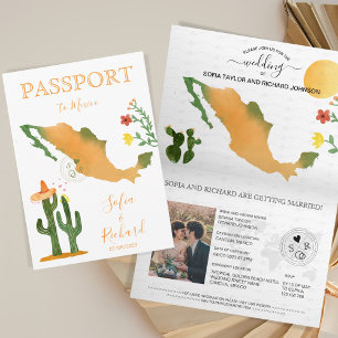 Wedding Destination Passport Mexiko Karte Wasserfa