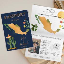 Wedding Destination Passport Mexiko Karte Wasserfa