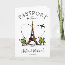 Wedding Destination Passport Paris Frankreich Eiff Einladung