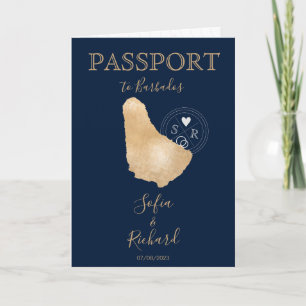 Wedding Destination Passport Weltkarte Barbados in Einladung