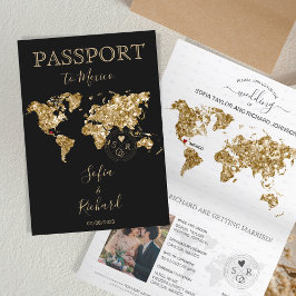 Wedding Destination Passport - Weltkarte Mexiko Einladung