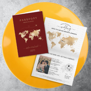 Wedding Destination Passport Weltkarte Modern Invi Einladung