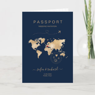 Wedding Destination Passport Weltkarte Modern Invi Einladung