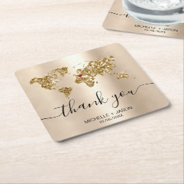 Wedding Destination Passport Weltkarte Vielen Dank Rechteckiger Pappuntersetzer