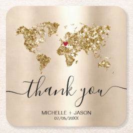 Wedding Destination Passport Weltkarte Vielen Dank Rechteckiger Pappuntersetzer