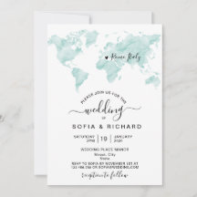 Wedding Destination Watercolor - Weltkarte Herzlic