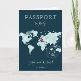 Wedding Destination Watercolor Weltkarte Pass Einladung