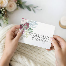 Wedding Details Burgundy Rose Watercolor Begleitkarte