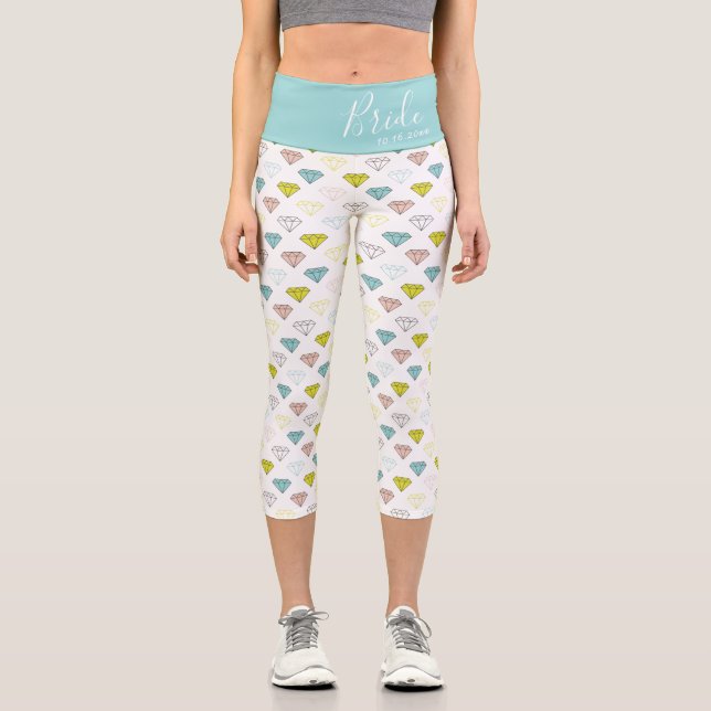 Wedding Diamond Chic Moderne Bridge Personalisiert Capri Leggings (Vorderseite)