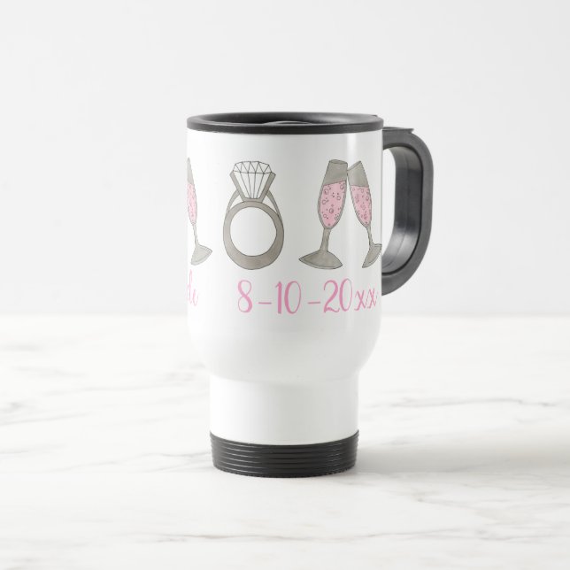 Wedding Diamond Ring Pink Champagne Team Bride Reisebecher (VorderseiteRechts)