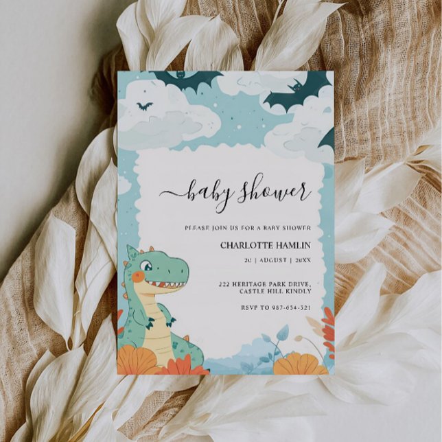 Wedding Dinosaur Babydusche Einladung (Wedding Dinosaur Baby Shower Invitation)