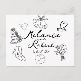 Wedding Doodle Save the Dates Wedding Anniversary  Feiertagspostkarte