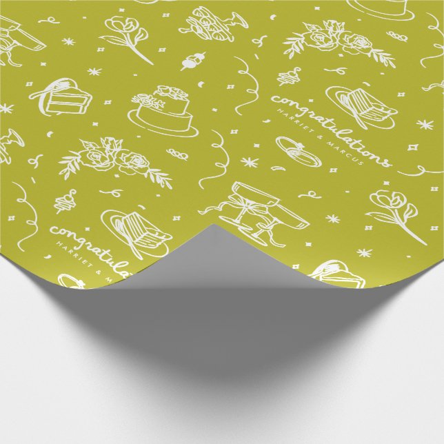 Wedding doodles customizable design geschenkpapier (Ecke)