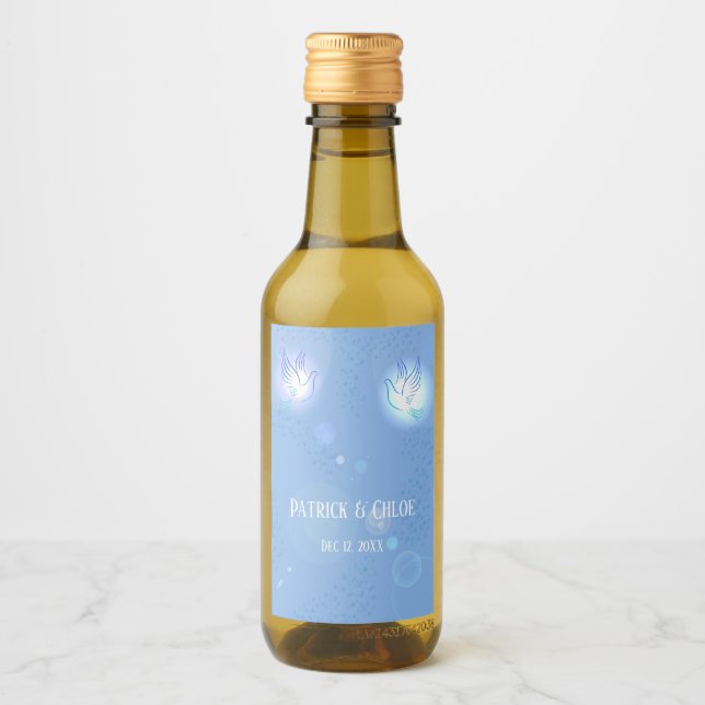 Wedding Dove Blue Lighting Weinetikett (Vorderseite)