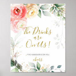 Wedding Drinks Sign, Modern Open Bar Wedding Sign Poster