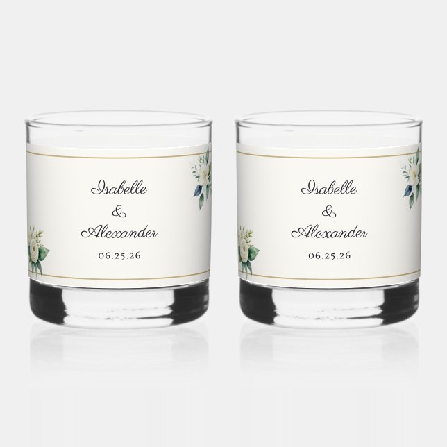 Wedding Drinkware Botanical Personalized Whiskyglas (Vorderseite)