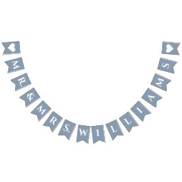Wedding Dusty Blue Mr. & Mrs. 8 Letter Name Simple Wimpelkette