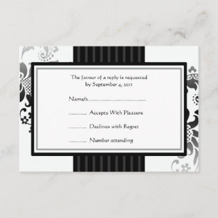 Wedding einfarbiges schwarzes u. weißes Band UAWG RSVP Karte