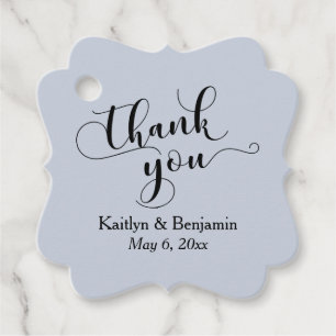 Wedding Elegant Black on Dusty Blue Vielen Dank Geschenkanhänger