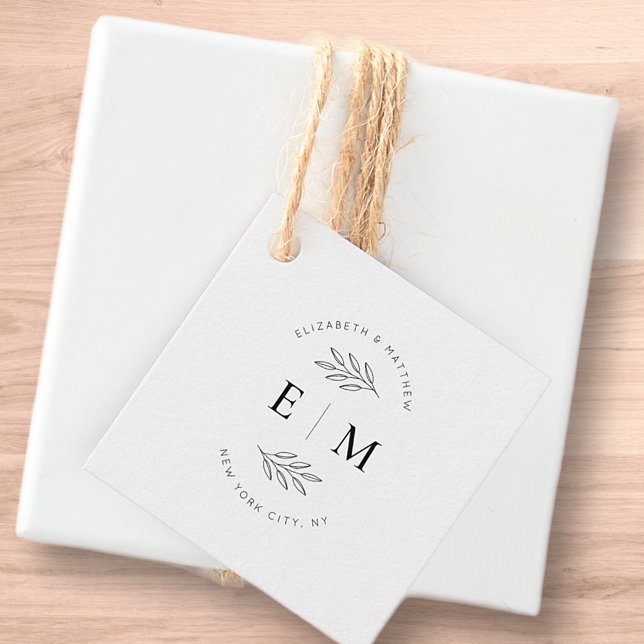 Wedding Elegant Chic Modern Simple Chic Monogram Geschenkanhänger (Von Creator hochgeladen)