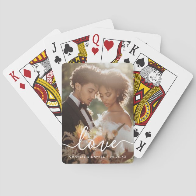 Wedding engagement photo love couples names date spielkarten (Rückseite)