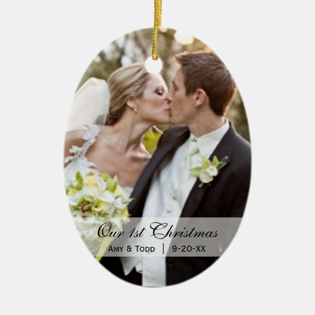 Wedding | erste WeihnachtsFoto-Verzierung Keramikornament (Vorne)