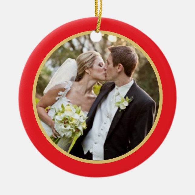 Wedding | erste WeihnachtsFoto-Verzierung Keramikornament (Vorne)