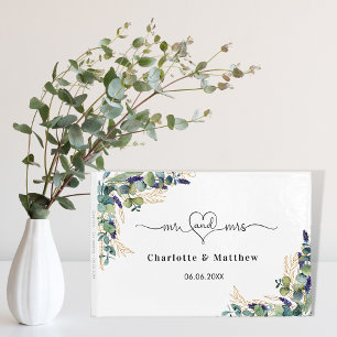Wedding eucalyptus greenery monogram script gästebuch
