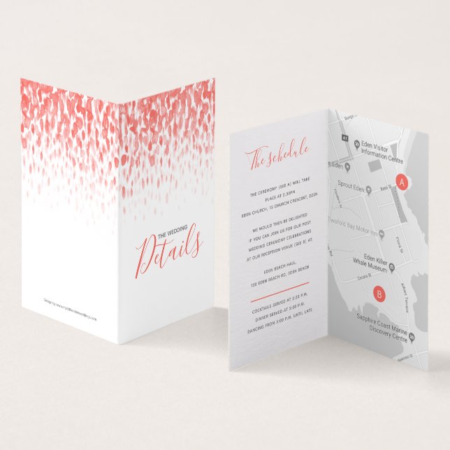 Wedding event details guest coral art schedule map (Innenseite und Außenseite)
