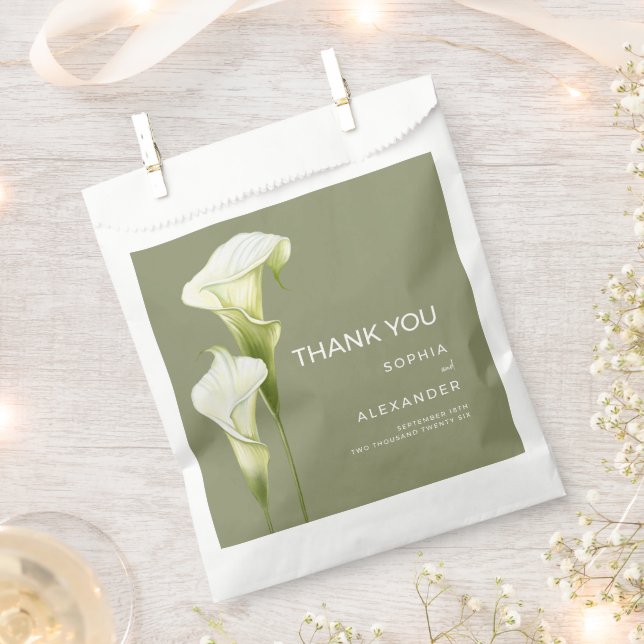 Wedding  Favor Bags "Delicate Calla Lilies" Geschenktütchen (Ausgeschnitten)