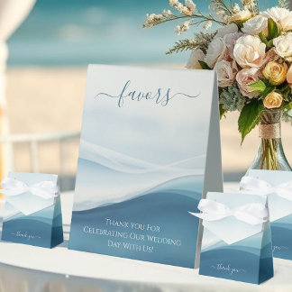 Wedding Favor Sign-Serene Blue Abstract Tischaufsteller