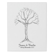 Wedding Fingerprint Tree Gästebuch - Imitate Leinw