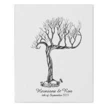 Wedding Fingerprint Tree Gästebuch - Imitate Leinw