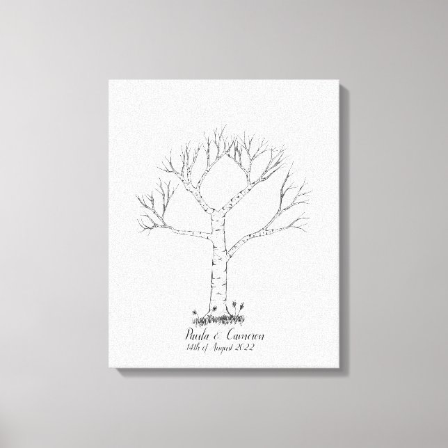 Wedding Fingerprint Tree Gästebuch - Leinwand (Vorderseite)