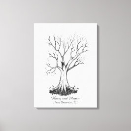 Wedding Fingerprint Tree Gästebuch - Leinwand