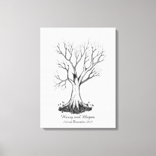 Wedding Fingerprint Tree Gästebuch - Leinwand