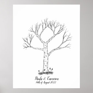 Wedding Fingerprint Tree Gästebuch - Poster