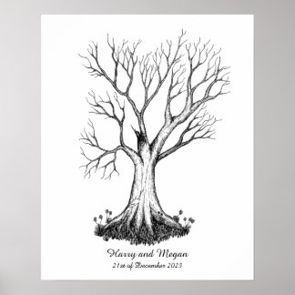 Wedding Fingerprint Tree Gästebuch - Poster