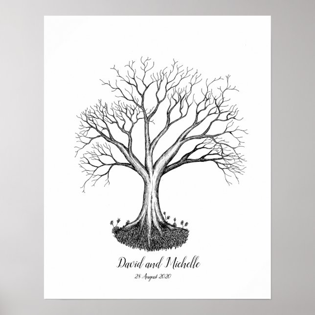 Wedding Fingerprint Tree Gästebuch - Poster (Vorne)