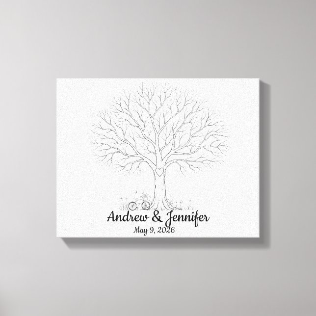 Wedding Fingerprint Tree Guest Book Alternative Leinwanddruck (Vorderseite)