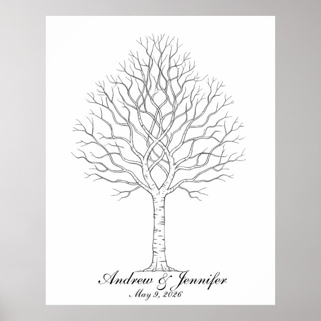 Wedding Fingerprint Tree Guest Book Alternative Poster (Vorne)