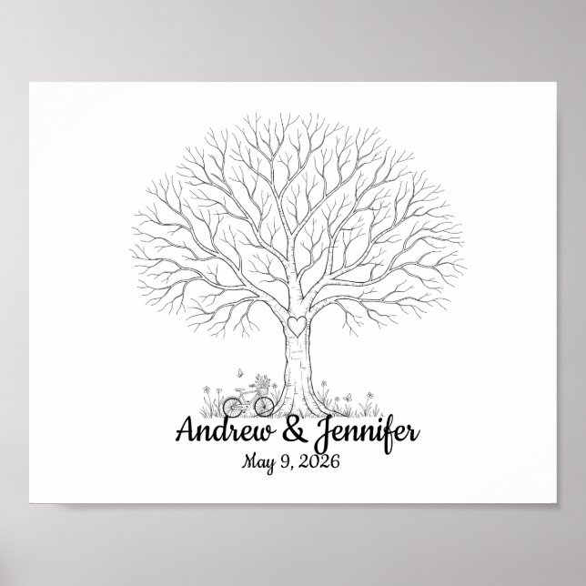 Wedding Fingerprint Tree Guest Book Alternative Poster (Vorne)