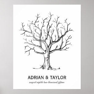 Wedding Fingerprint Tree Poster (Black)