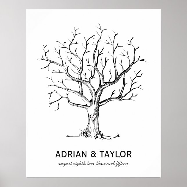 Wedding Fingerprint Tree Poster (Black) (Vorne)