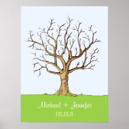 Wedding Fingerprint Tree Poster (Farbe)